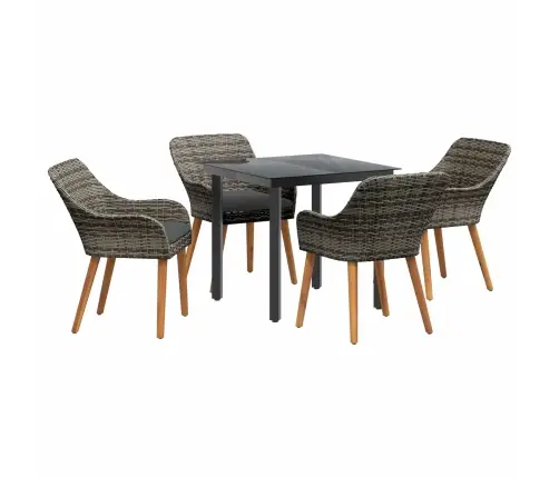 5 Daļu Dārza Ēdamgalds Pelēkā Polirotangā Vidaxl