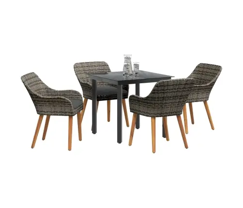 5 Daļu Dārza Ēdamgalds Pelēkā Polirotangā Vidaxl