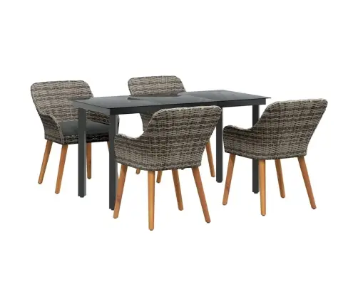 Sodo Valgomojo Komplektas Su Pagalve 5 Pcs Pilka Poliratanas