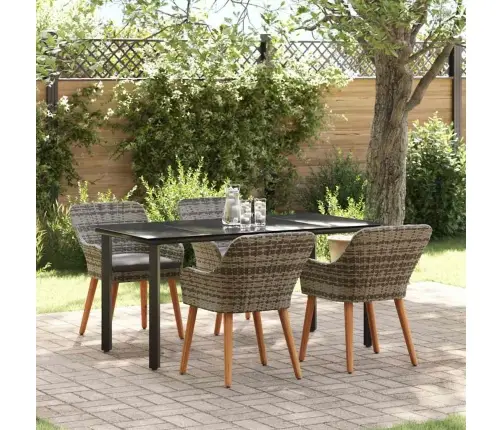 5 Daļu Dārza Ēdamgalds Pelēkajā Poliratanā Vidaxl