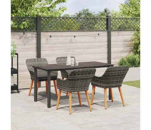 5 Daļu Dārza Ēdamgalds Pelēkajā Poliratanā Vidaxl