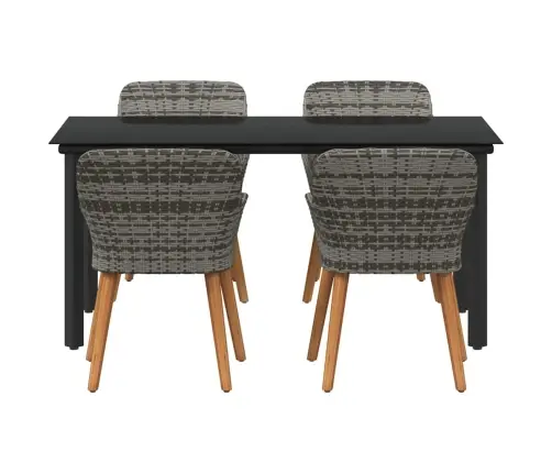 5 Daļu Dārza Ēdamgalds Pelēkajā Poliratanā Vidaxl