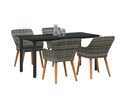 5 Daļu Dārza Ēdamgalds Pelēkajā Poliratanā Vidaxl