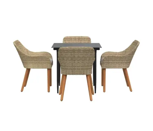 5 Daļu Dārza Galds Bēšs Poliratan Vidaxl