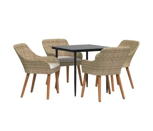 5 Daļu Dārza Galds Bēšs Poliratan Vidaxl