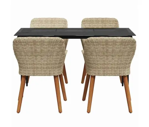 Aia Söögilaudade Komplekt Padjaga 5 Pcs Beež Polürotang