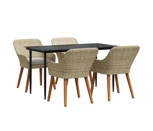 Aia Söögilaudade Komplekt Padjaga 5 Pcs Beež Polürotang