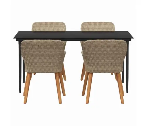 Sodo Valgomojo Komplektas Su Pagalve 5 Pcs Smėlio Poliratanas