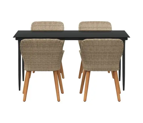 5 Daļu Dārza Ēdamstaba Bēšā Polirotangā Vidaxl