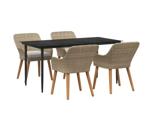 Sodo Valgomojo Komplektas Su Pagalve 5 Pcs Smėlio Poliratanas