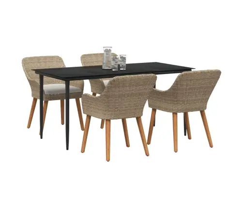 5 Daļu Dārza Ēdamstaba Bēšā Polirotangā Vidaxl