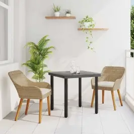 Aia Söögilaudade Komplekt Padjaga 3 Pcs Beež Polürotang