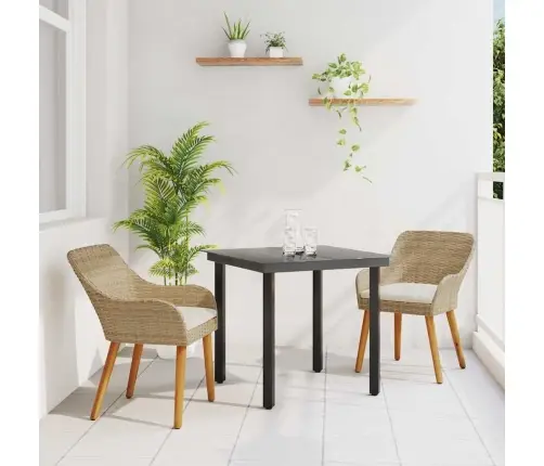 3 Daļu Dārza Ēdamgalda Komplekts Bēšs Polirotangals Vidaxl