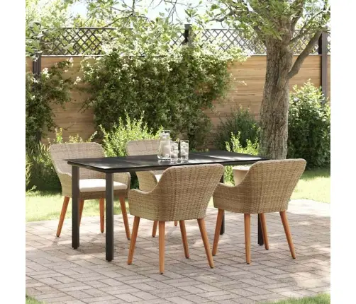 5 Gabalu Dārza Ēdamistabas Komplekts Bēša Polirotangpalma Vidaxl 5 Gabalu Dārza Ēdamistabas Komplekts Bēša Polirotangpalma Vidaxl