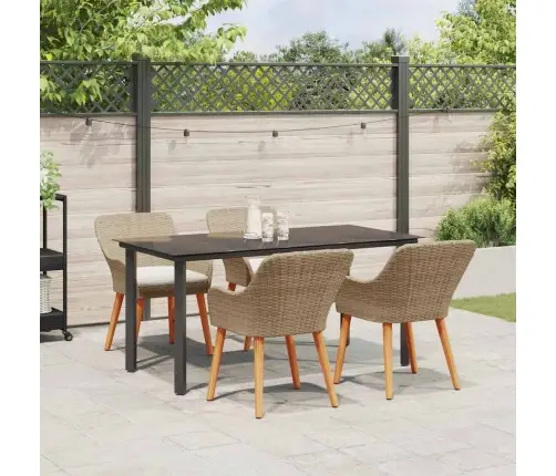 5 Gabalu Dārza Ēdamistabas Komplekts Bēša Polirotangpalma Vidaxl 5 Gabalu Dārza Ēdamistabas Komplekts Bēša Polirotangpalma Vidaxl