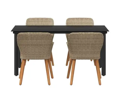 5 Gabalu Dārza Ēdamistabas Komplekts Bēša Polirotangpalma Vidaxl 5 Gabalu Dārza Ēdamistabas Komplekts Bēša Polirotangpalma Vidaxl