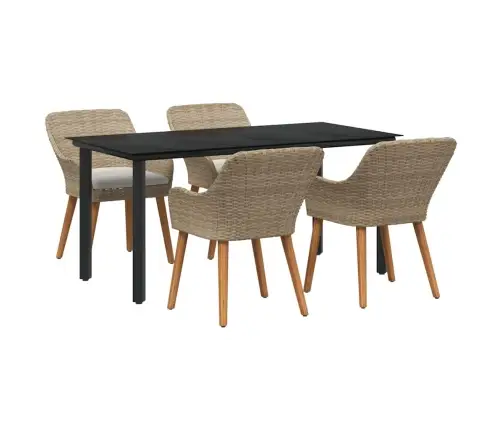 5 Gabalu Dārza Ēdamistabas Komplekts Bēša Polirotangpalma Vidaxl 5 Gabalu Dārza Ēdamistabas Komplekts Bēša Polirotangpalma Vidaxl