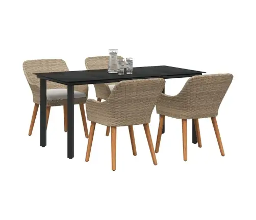 5 Gabalu Dārza Ēdamistabas Komplekts Bēša Polirotangpalma Vidaxl 5 Gabalu Dārza Ēdamistabas Komplekts Bēša Polirotangpalma Vidaxl