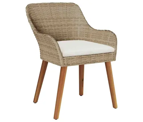 7 Daļu Dārza Galds Bēšā Polirotangā Vidaxl