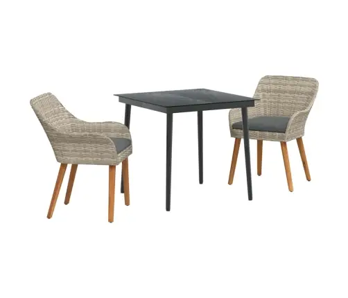 Ēdamistabas Komplekts 3 Pcs Gaiši Pelēks Un Melns 80 Cm X 80 Cm Vidaxl