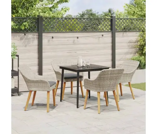 Ēdamistabas Komplekts 5 Pcs Gaiši Pelēks Un Melns 80 Cm X 80 Cm Vidaxl