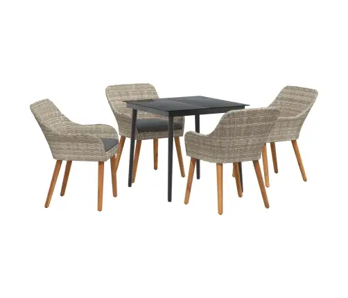 Ēdamistabas Komplekts 5 Pcs Gaiši Pelēks Un Melns 80 Cm X 80 Cm Vidaxl