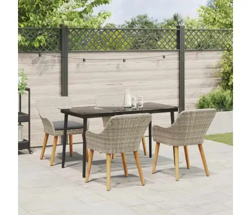 Sodo Valgomojo Komplektas 5 Pcs Šviesiai Pilka Poliratanas