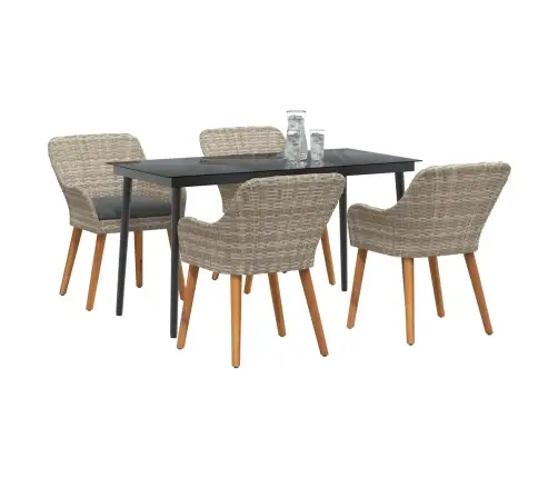 Sodo Valgomojo Komplektas 5 Pcs Šviesiai Pilka Poliratanas