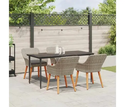 Ēdamistabas Komplekts 5 Pcs Gaiši Pelēks Un Melns Lieli Vidaxl