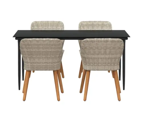 Ēdamistabas Komplekts 5 Pcs Gaiši Pelēks Un Melns Lieli Vidaxl