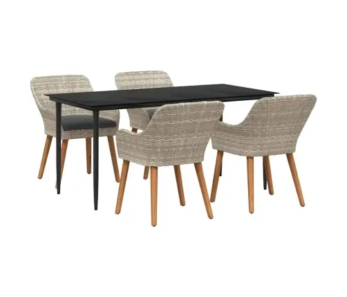 Ēdamistabas Komplekts 5 Pcs Gaiši Pelēks Un Melns Lieli Vidaxl