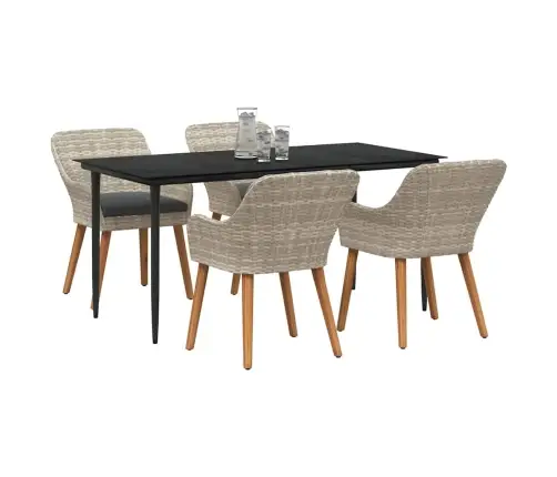 Ēdamistabas Komplekts 5 Pcs Gaiši Pelēks Un Melns Lieli Vidaxl