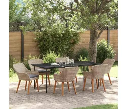 Ēdamistabas Komplekts 7 Pcs Gaiši Pelēks Un Melns Lieli Vidaxl