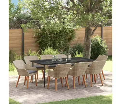 Ēdamistabas Komplekts 9 Pcs Gaiši Pelēks Un Melns Lieli Vidaxl