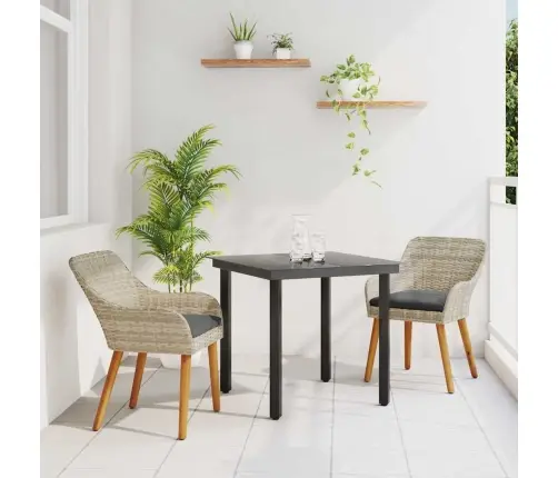 Ēdamistabas Komplekts 3 Pcs Gaiši Pelēks Un Melns Vidējs Vidaxl