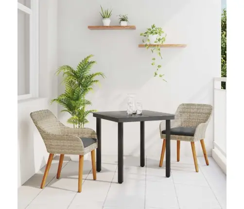 Sodo Valgomojo Komplektas 3 Pcs Šviesiai Pilka Poliratanas