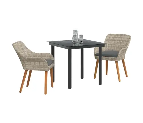 Sodo Valgomojo Komplektas 3 Pcs Šviesiai Pilka Poliratanas