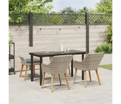 Ēdamistabas Komplekts 5 Pcs Gaiši Pelēks Un Melns Vidaxl