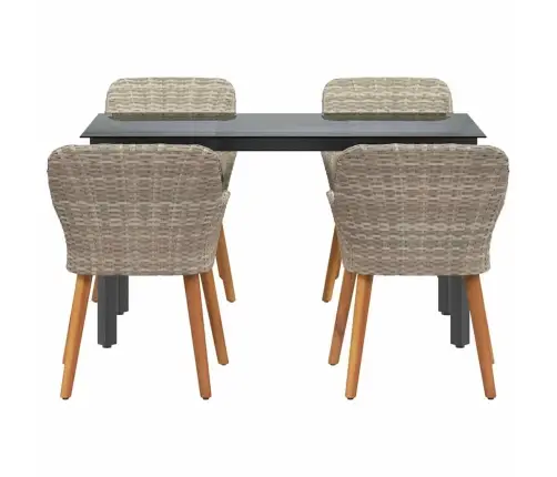 Ēdamistabas Komplekts 5 Pcs Gaiši Pelēks Un Melns Vidaxl