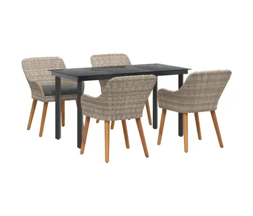 Ēdamistabas Komplekts 5 Pcs Gaiši Pelēks Un Melns Vidaxl