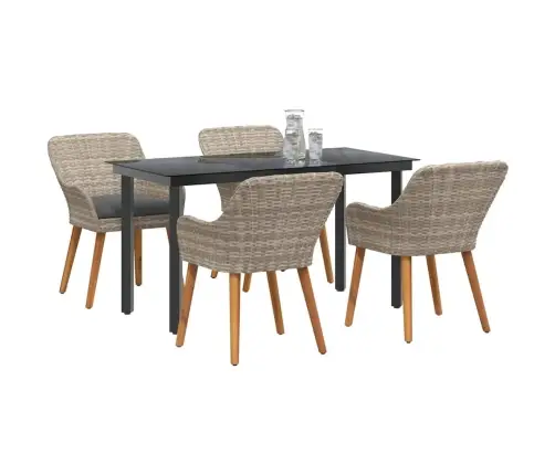 Ēdamistabas Komplekts 5 Pcs Gaiši Pelēks Un Melns Vidaxl