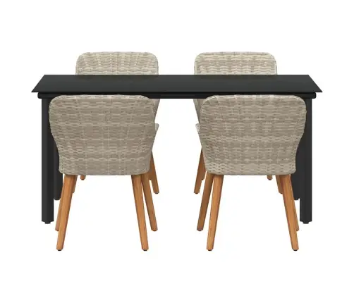 Ēdamistabas Komplekts 5 Pcs Gaiši Pelēks Un Melns Vidaxl