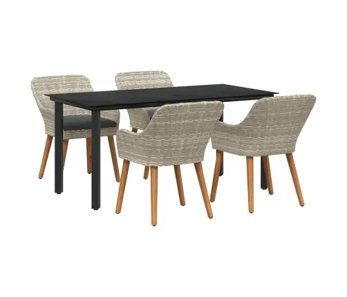 Ēdamistabas Komplekts 5 Pcs Gaiši Pelēks Un Melns Vidaxl