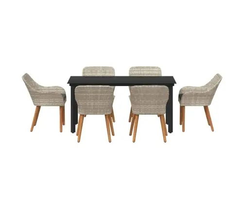 Ēdamistabas Komplekts 7 Pcs Gaiši Pelēks Un Melns Vidaxl