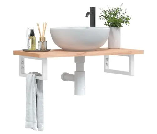 Plauktu Kronšteini Izlietnei, 2 Gb., Balti, Taisnstūra, Tērauds Vidaxl