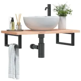 Plauktu Kronšteini Izlietnei, 2 Gb., Melns, Taisnstūra, Tērauds Vidaxl