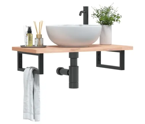 Plauktu Kronšteini Izlietnei, 2 Gb., Melns, Taisnstūra, Tērauds Vidaxl