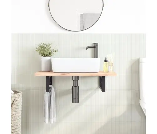 Plauktu Kronšteini Izlietnei, 2 Gb., Melns, Taisnstūra, Tērauds Vidaxl