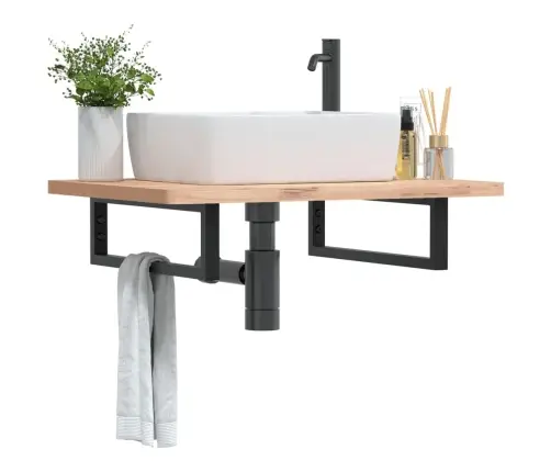 Plauktu Kronšteini Izlietnei, 2 Gb., Melns, Taisnstūra, Tērauds Vidaxl