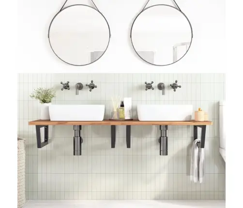 Plauktu Kronšteini Izlietnei, 2 Gb., Melni, Trapeces, Tērauds Vidaxl